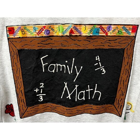 L.A.T Womens T-Shirt Multicolor Family Math Heathered Long Sleeve Crew Neck XL - Picture 5 of 7